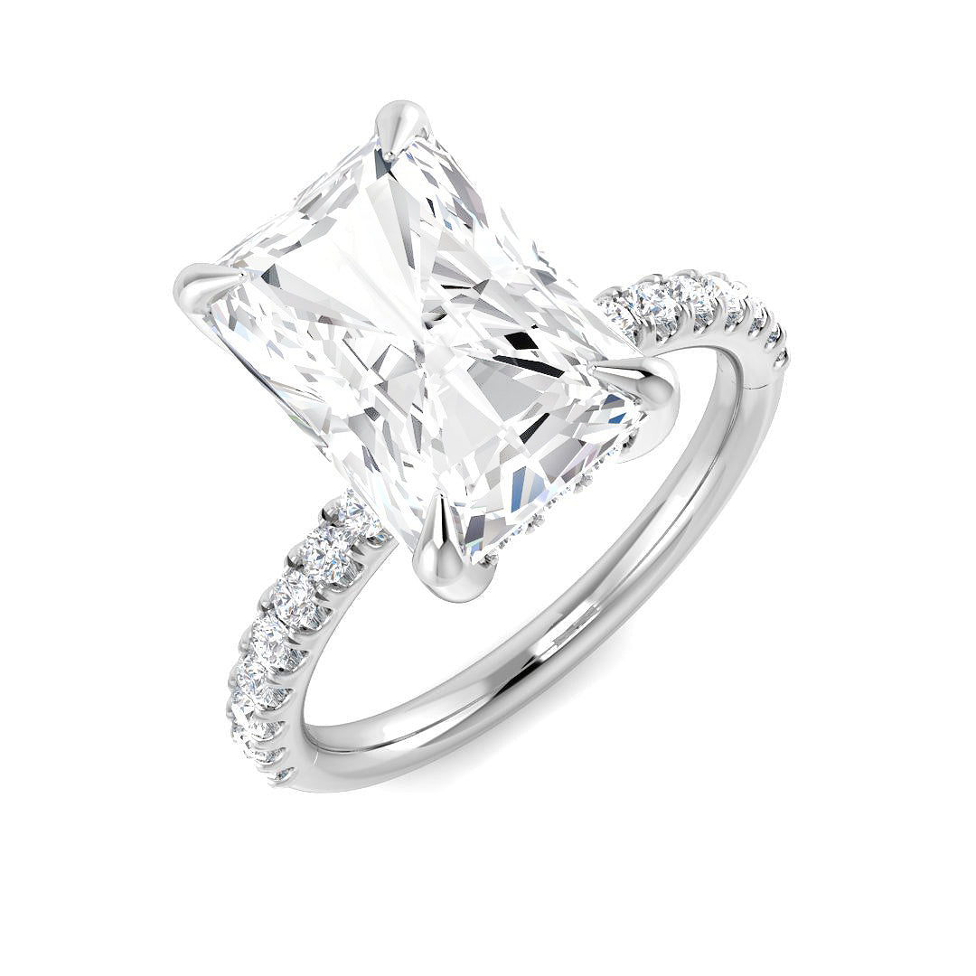 9ct White Gold Radiant Lab Grown Diamond Ring 1
