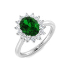 Platinum Oval Emerald and Diamond Ring 1