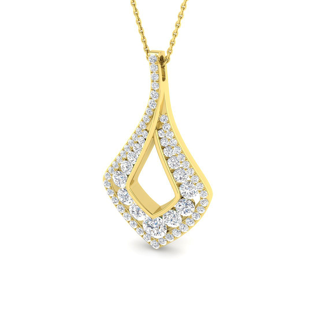 9ct Yellow Gold Round Lab Grown Diamond Pendant 1