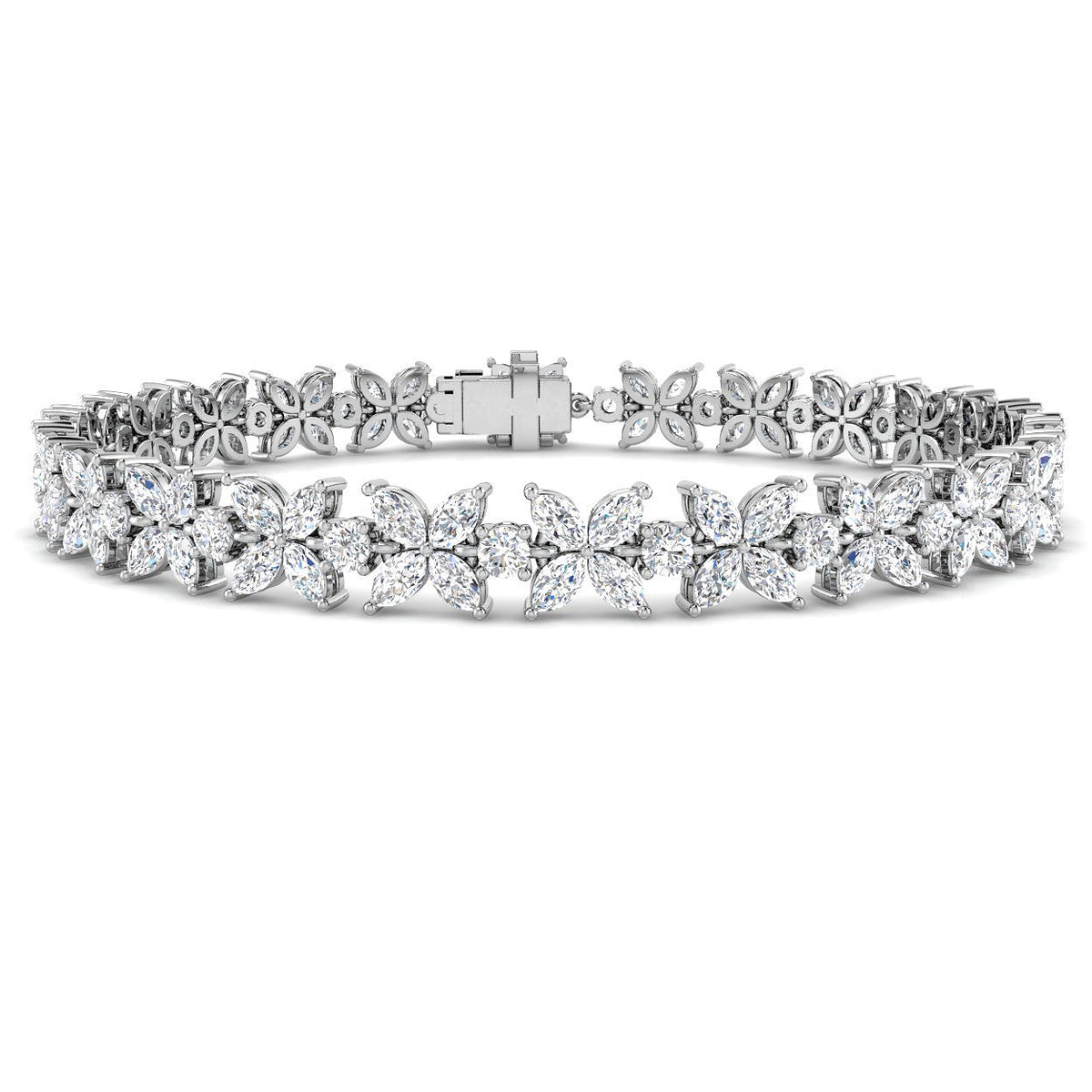 9ct White Gold Marquise Lab Grown Diamond Bracelet 1