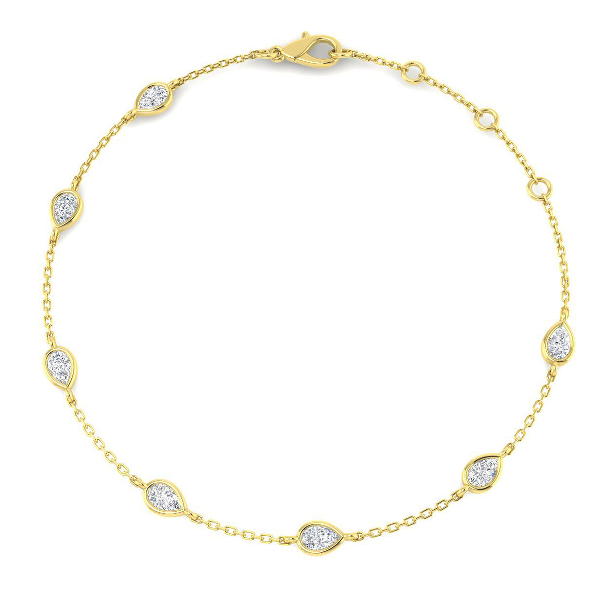 9ct Yellow Gold Pear Lab Grown Diamond Bracelet 1