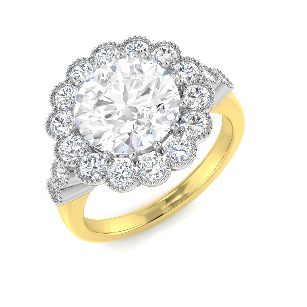 9ct Two Tone Round Cvd Old Cut Ring 1