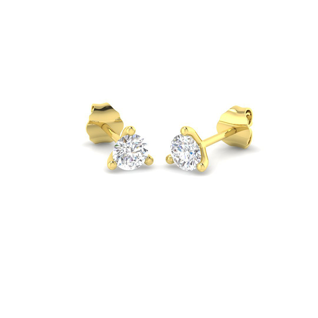 9ct Yellow Gold Round Lab Grown Diamond Earrings 1