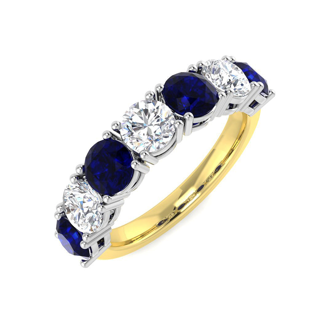 18ct Two Tone Round Blue Sapphire and Diamond Ring 1