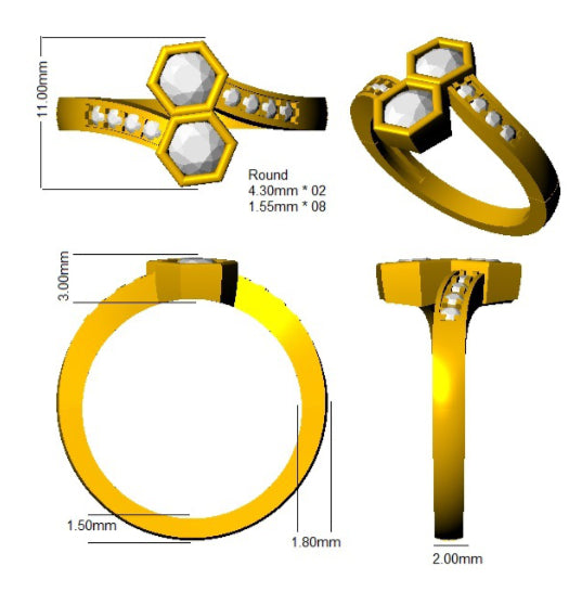 9ct Yellow Gold Round Lab Grown Diamond Ring 2
