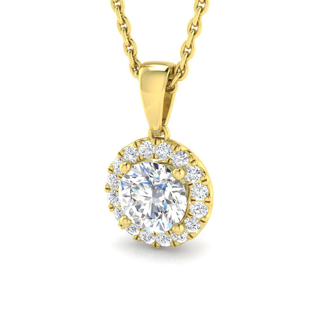 9ct Yellow Gold Round Lab Grown Diamond Pendant 1