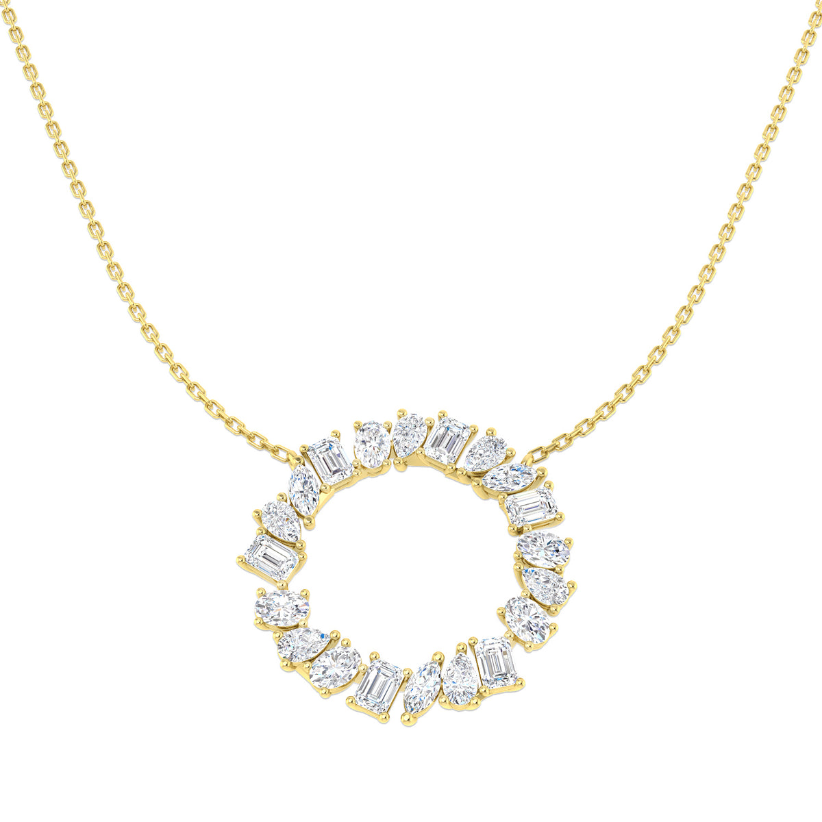 9ct Yellow Gold Emerald Cut and Marquise and Oval and Pear Lab Grown Diamond Necklace 1