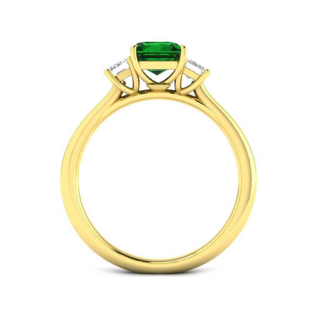 9ct Yellow Gold Emerald Cut Emerald and Diamond Ring 2
