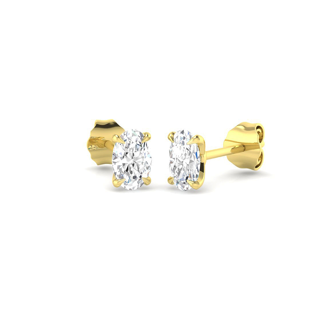 9ct Yellow Gold Oval Lab Grown Diamond Earrings 1
