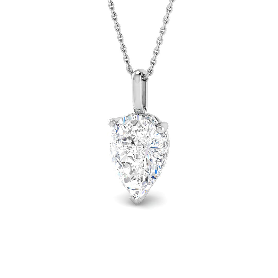 9ct White Gold Pear Lab Grown Diamond Pendant 1