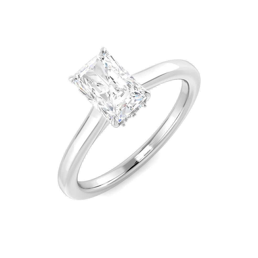 9ct White Gold Radiant Lab Grown Diamond Ring 1