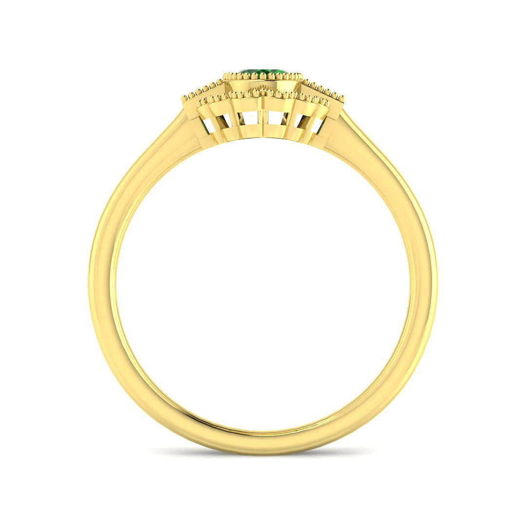 18ct Yellow Gold Baguette and Oval Emerald and Diamond Ring 2