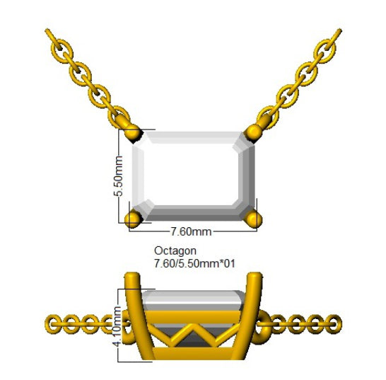 9ct White Gold Emerald Cut Lab Grown Diamond Necklace 2