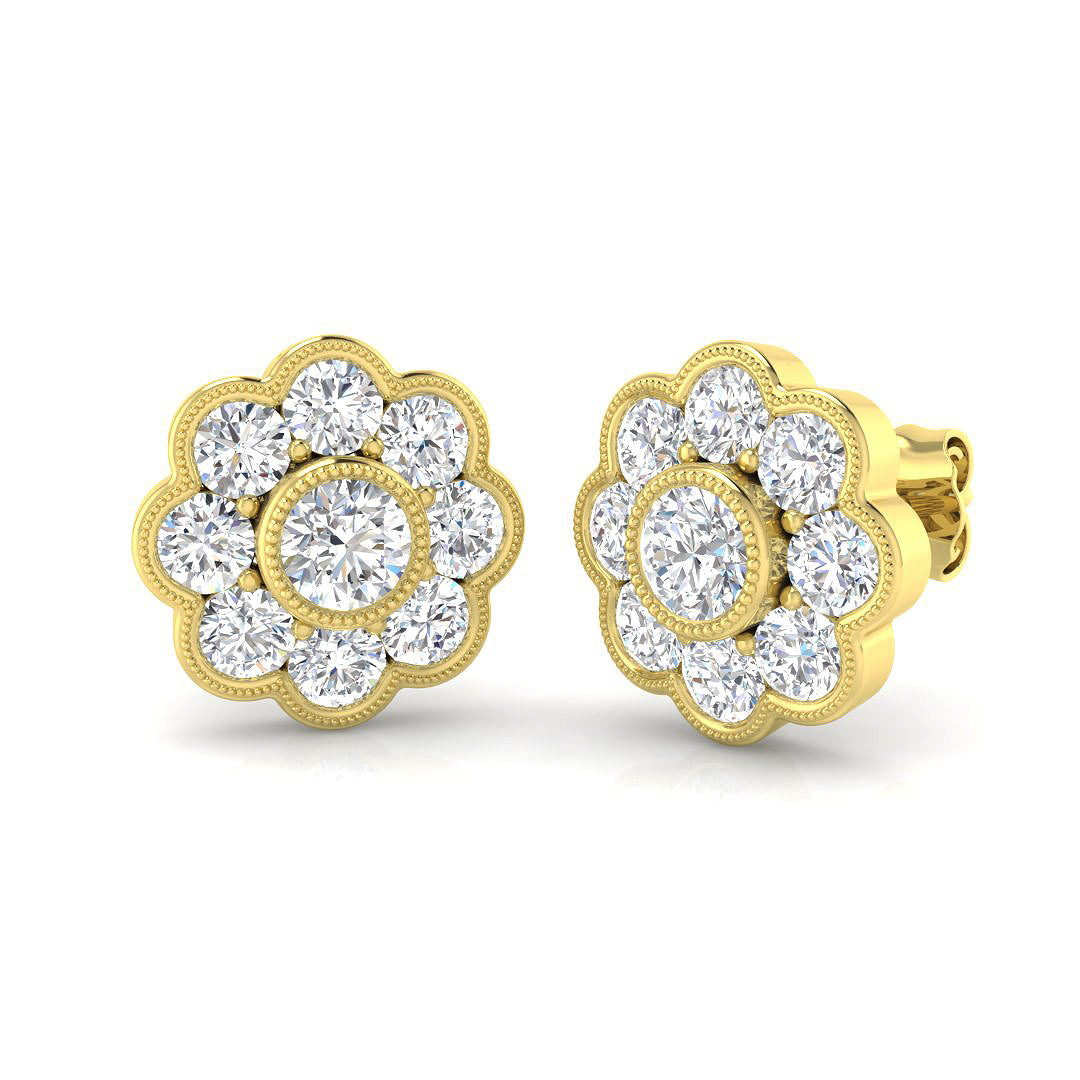 9ct Yellow Gold Round Lab Grown Diamond Earrings 1
