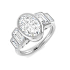 9ct White Gold Emerald Cut and Oval Lab Grown Diamond Ring 1