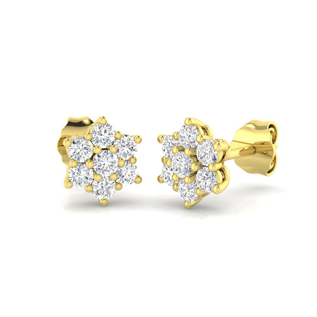 9ct Yellow Gold Round Lab Grown Diamond Earrings 1