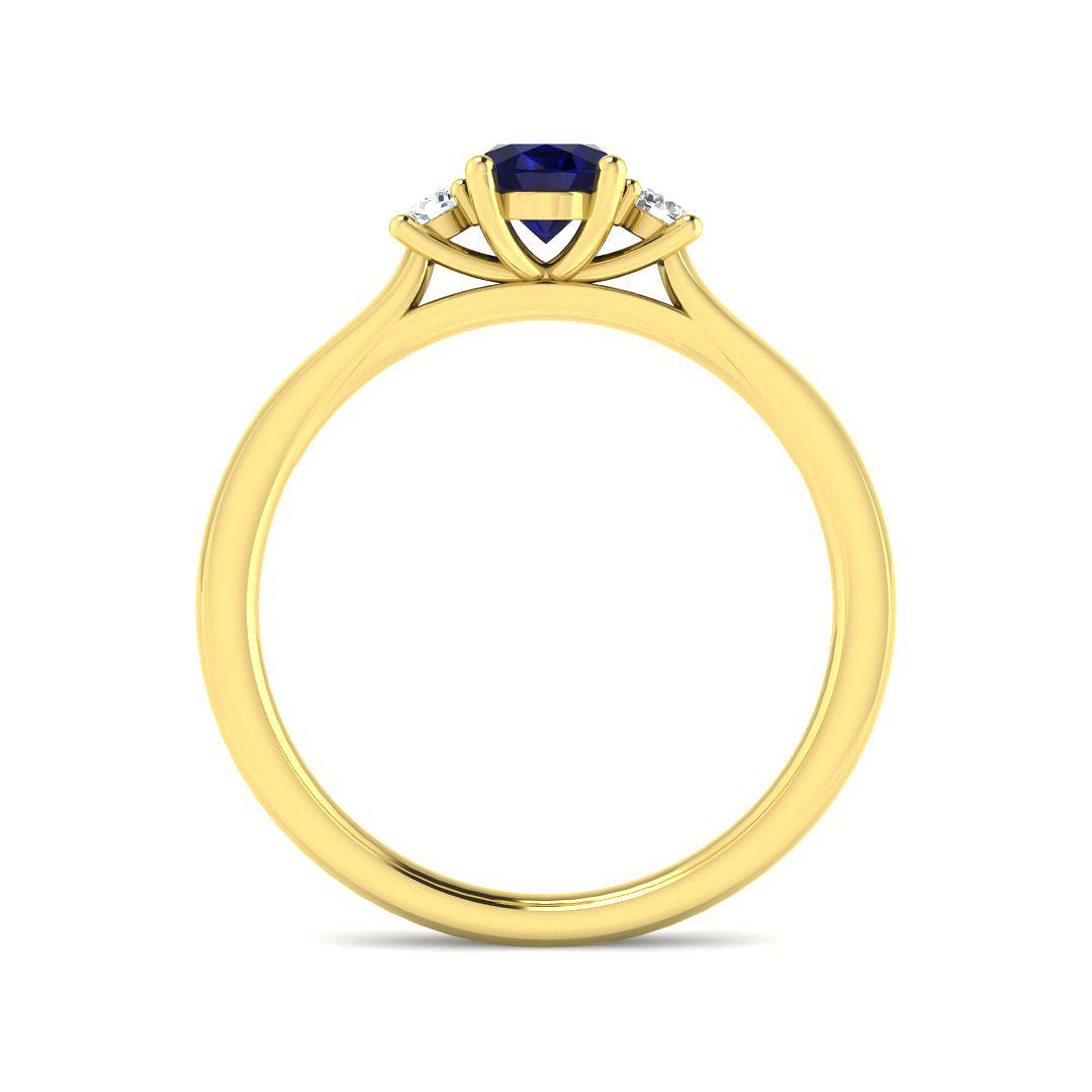 9ct Yellow Gold Oval Blue Sapphire and Diamond Ring 2
