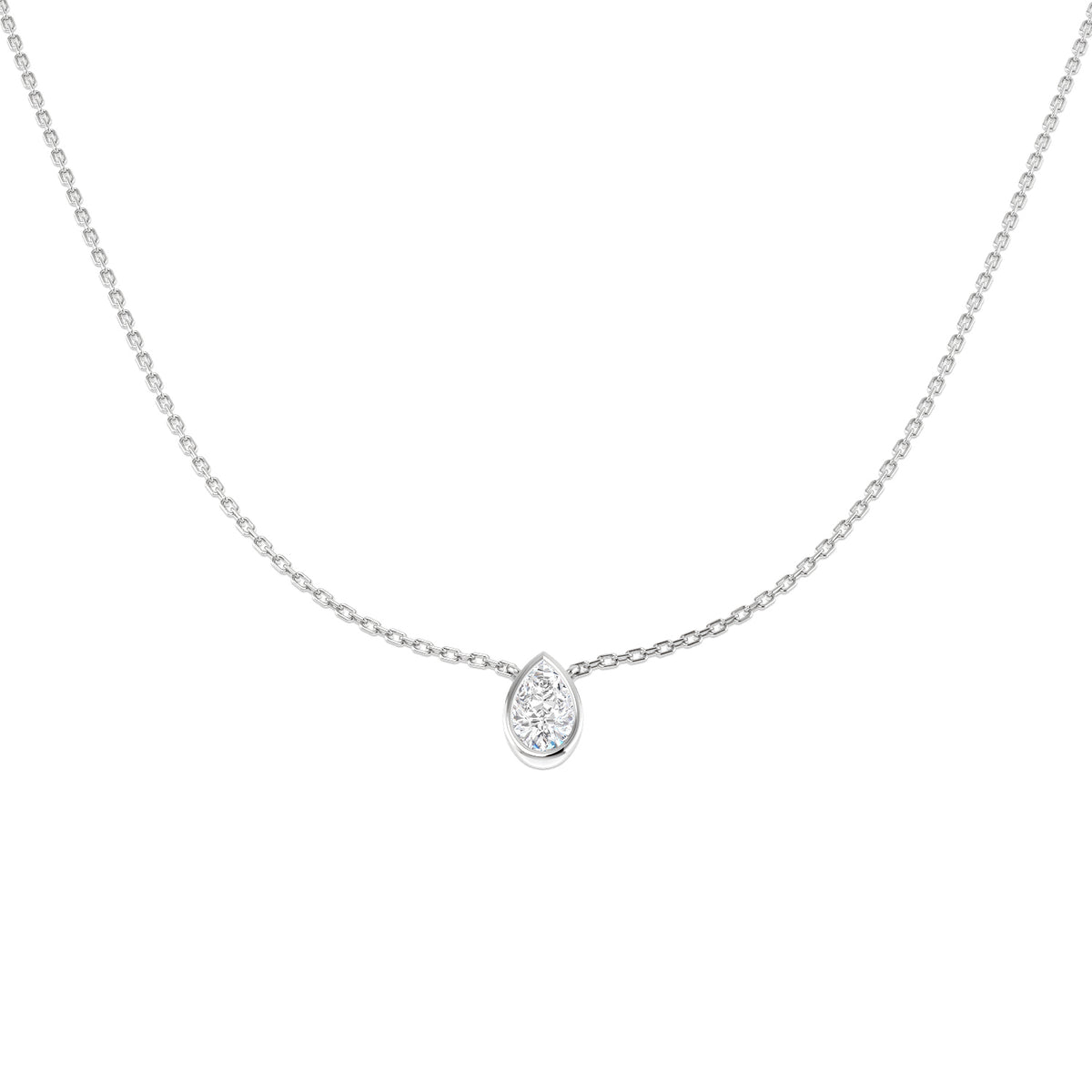 9ct White Gold Pear Lab Grown Diamond Necklace 1