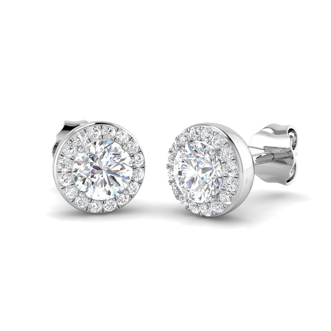 9ct White Gold Round Lab Grown Diamond Earrings 1