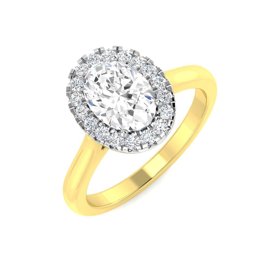 18ct Two Tone Oval Lab Grown Diamond Ring 1