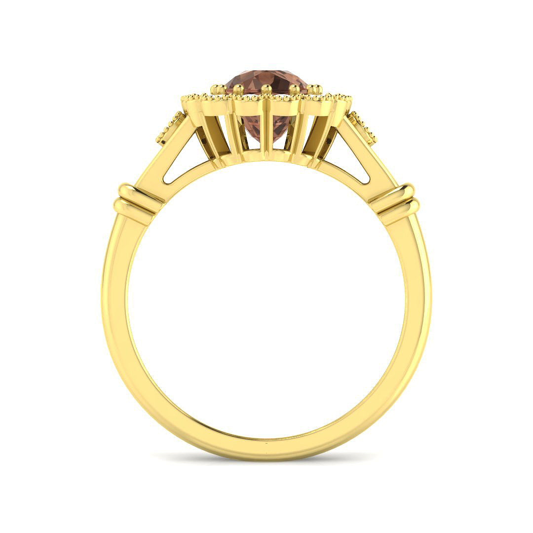9ct Yellow Gold Cushion Brown Diamond and Diamond Ring 2