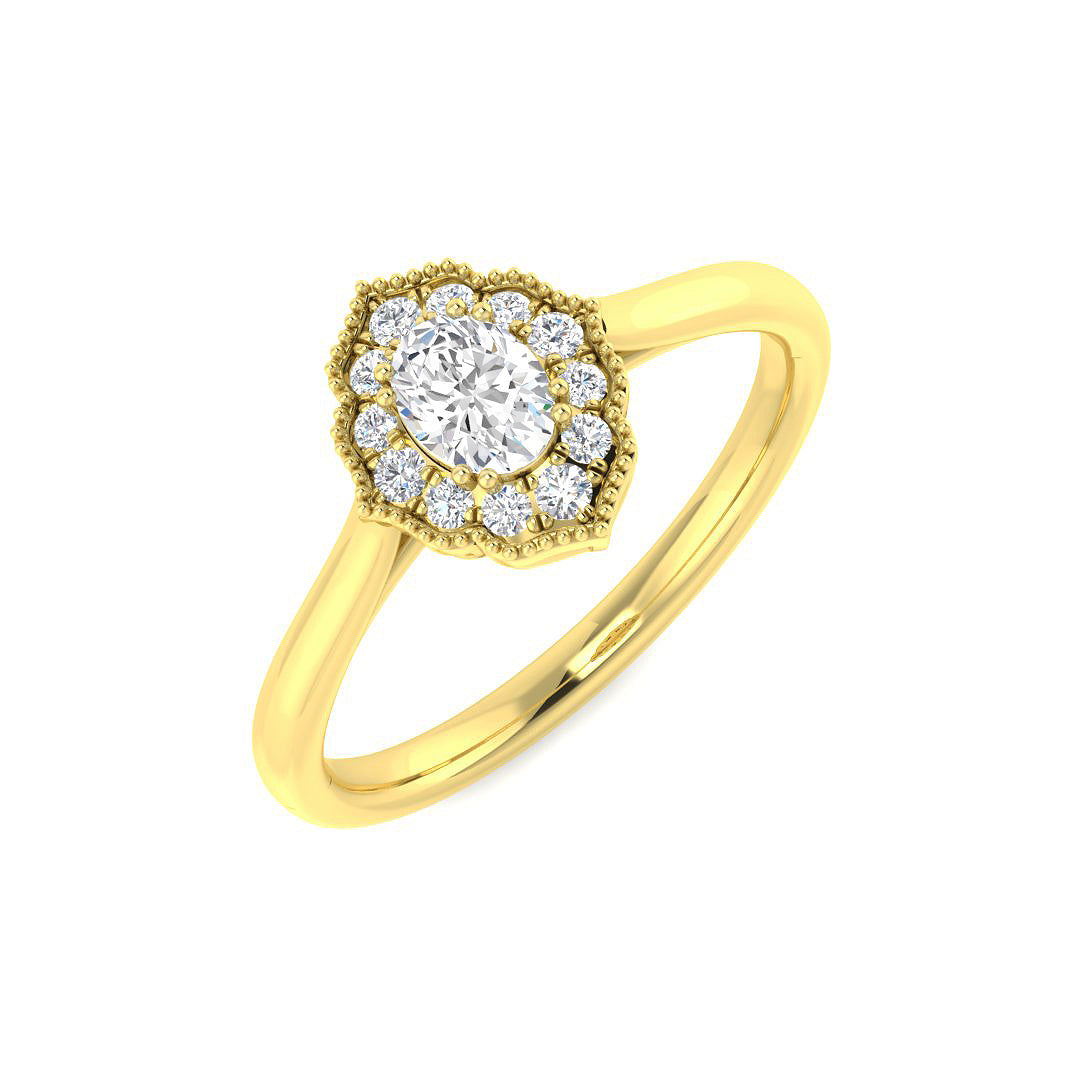9ct Yellow Gold Oval Diamond Ring 1