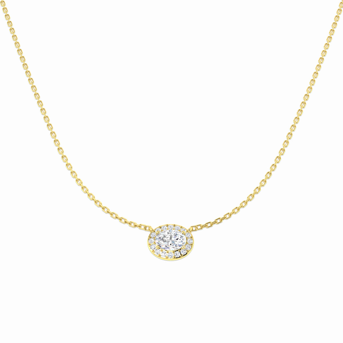9ct Yellow Gold Oval Lab Grown Diamond Necklace 1