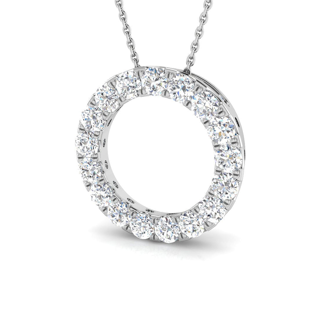 9ct White Gold Round Lab Grown Diamond Pendant 1