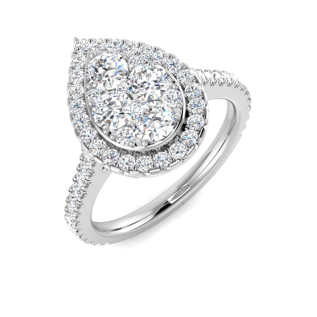 9ct White Gold Round Lab Grown Diamond Ring 1