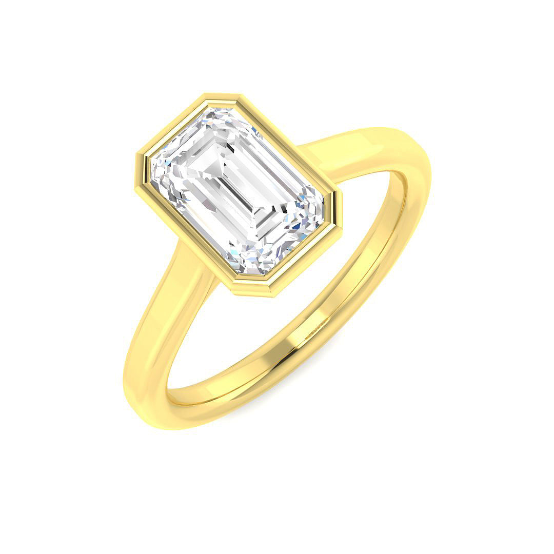 9ct Yellow Gold Emerald Cut Lab Grown Diamond Ring 1