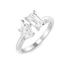 Platinum Emerald Cut and Pear Lab Grown Diamond Ring 1