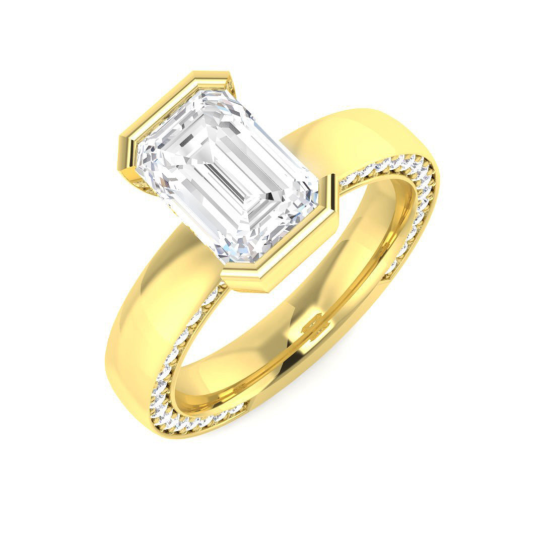 9ct Yellow Gold Emerald Cut Lab Grown Diamond Ring 1