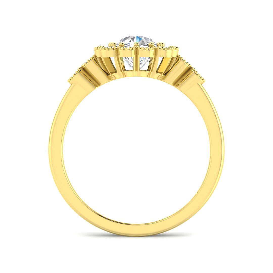9ct Yellow Gold Cushion Diamond Ring 2