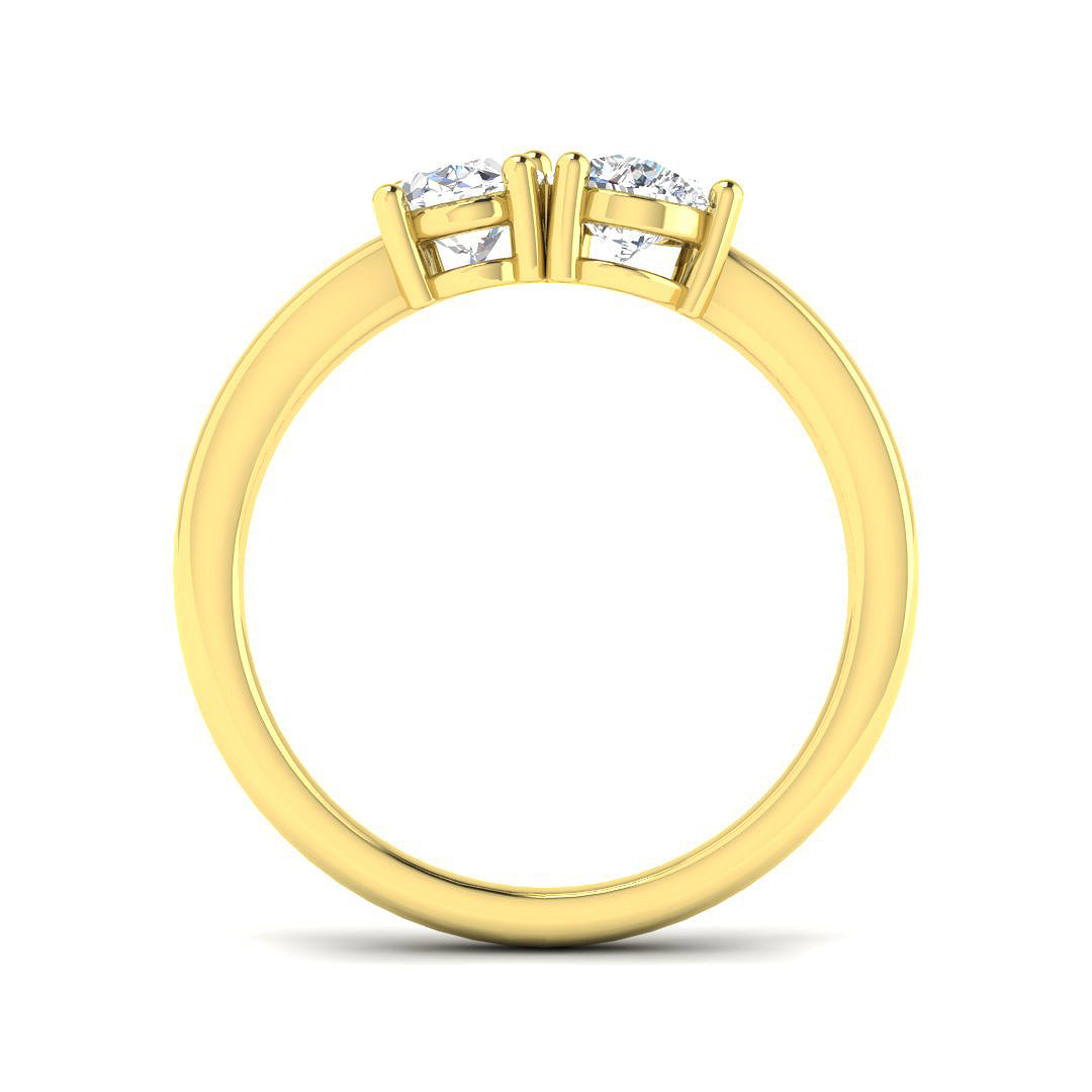 18ct Yellow Gold Oval and Pear Lab Grown Diamond Ring 2