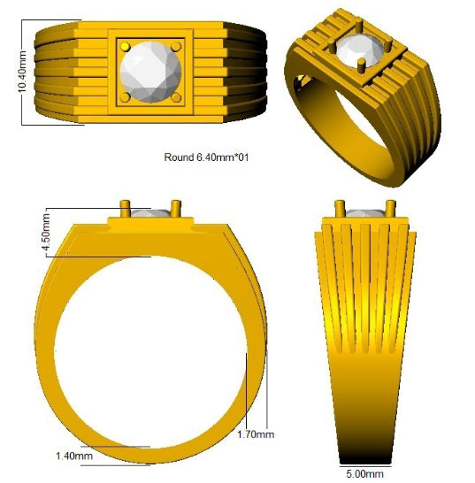 9ct Yellow Gold Round Lab Grown Diamond Ring 3
