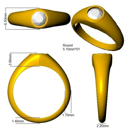9ct Yellow Gold Round Lab Grown Diamond Ring 3
