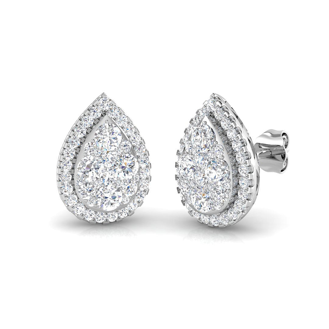 9ct White Gold Round Lab Grown Diamond Earrings 1