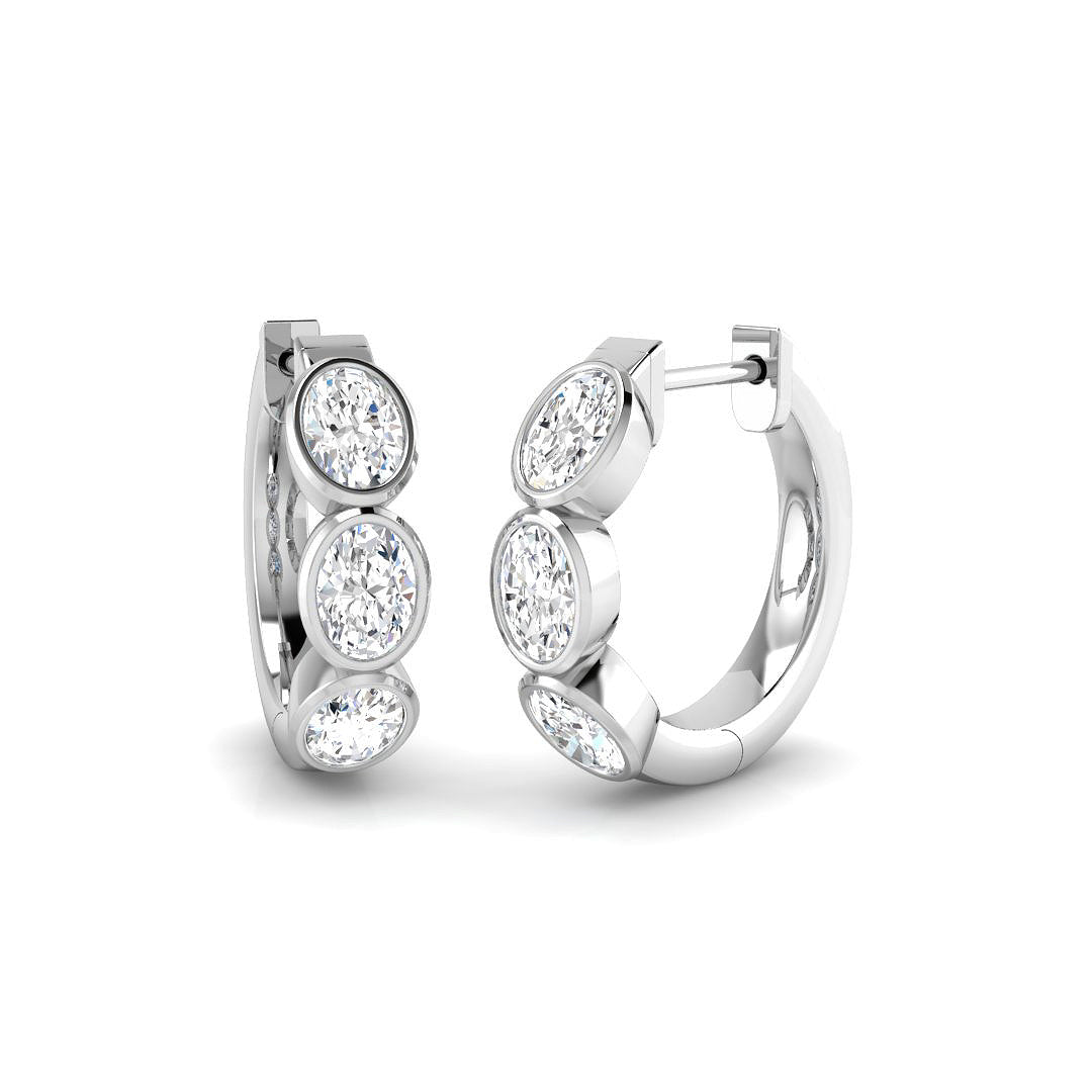 9ct White Gold Oval Lab Grown Diamond Earrings 1