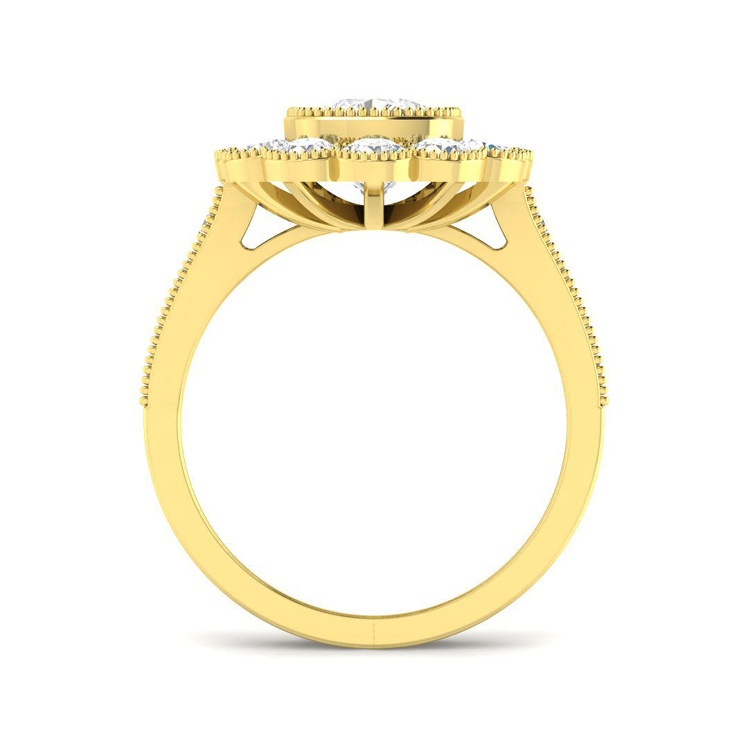 9ct Yellow Gold Cushion Cvd Old Cut Ring 2