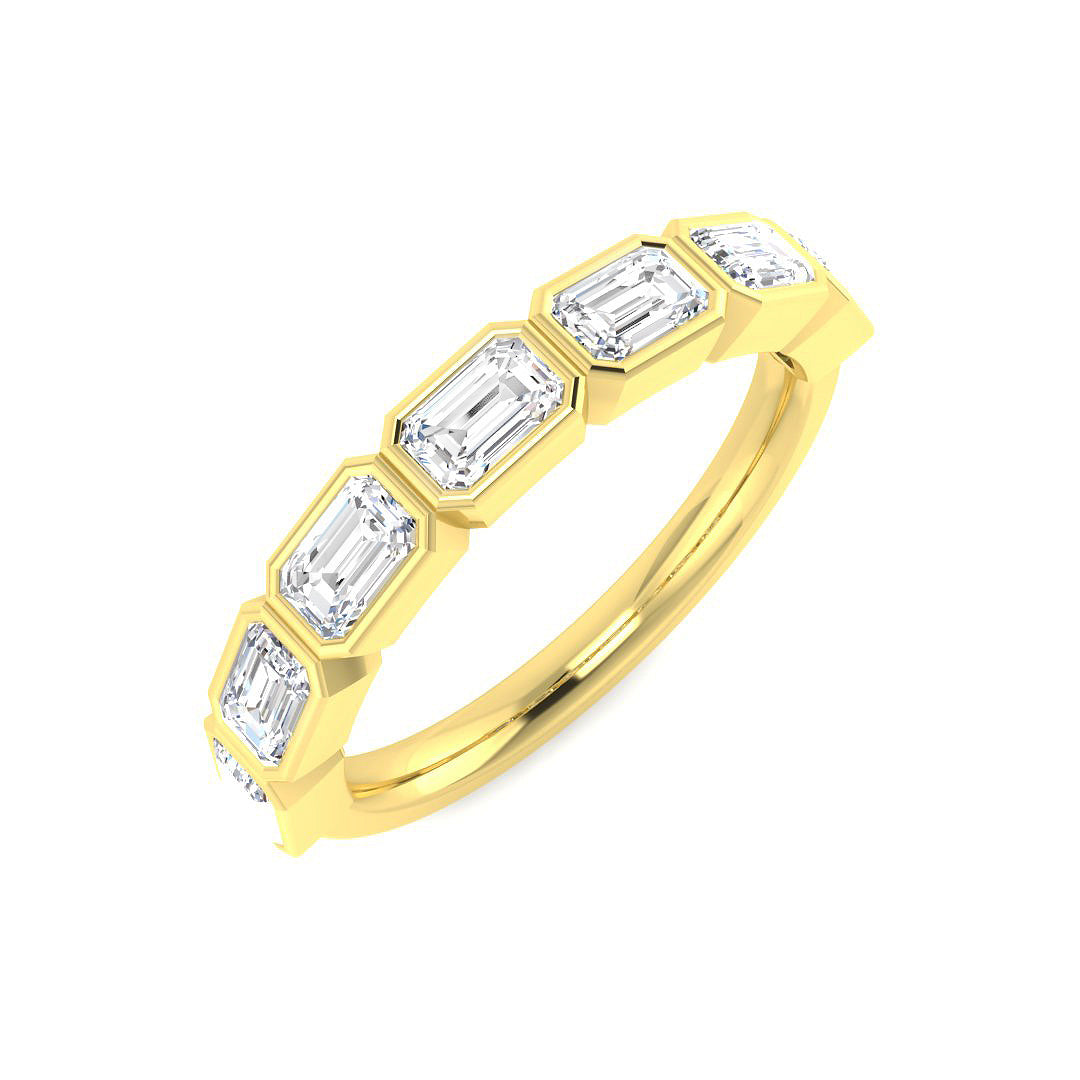 9ct Yellow Gold Emerald Cut Lab Grown Diamond Ring 1
