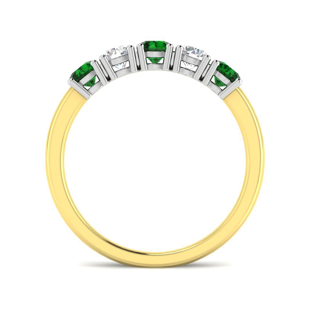 9ct Two Tone Round Emerald and Diamond Ring 2
