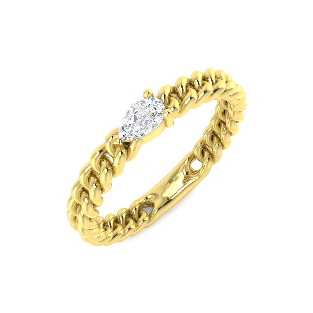 9ct Yellow Gold Pear Lab Grown Diamond Ring 1