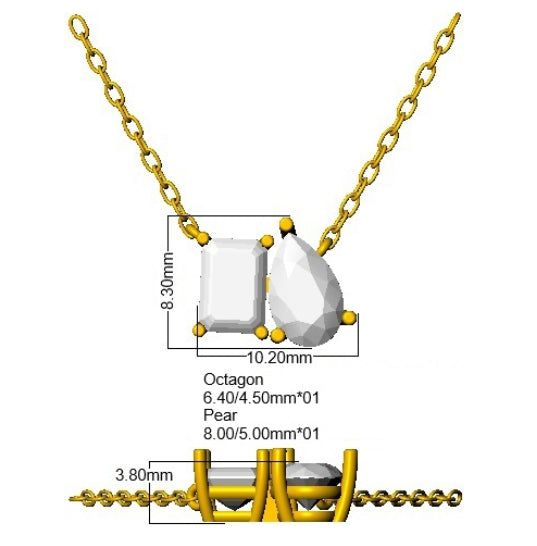 9ct White Gold Emerald Cut and Pear Lab Grown Diamond Necklace 2