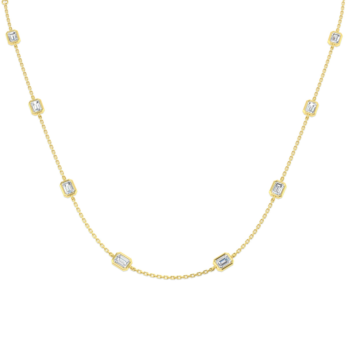 9ct Yellow Gold Emerald Cut Lab Grown Diamond Necklace 1