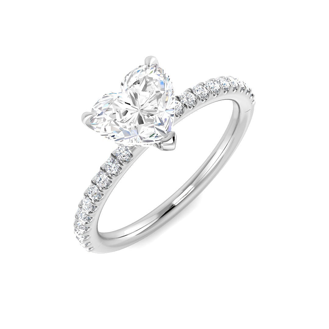 9ct White Gold Heart Lab Grown Diamond Ring 1