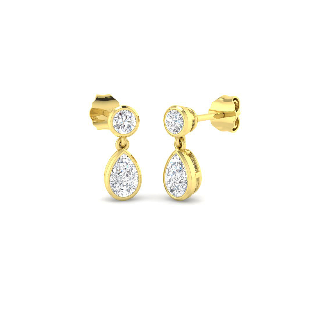 9ct Yellow Gold Pear Lab Grown Diamond Earrings 1