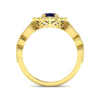 9ct Yellow Gold Oval Blue Sapphire and Diamond Ring 2