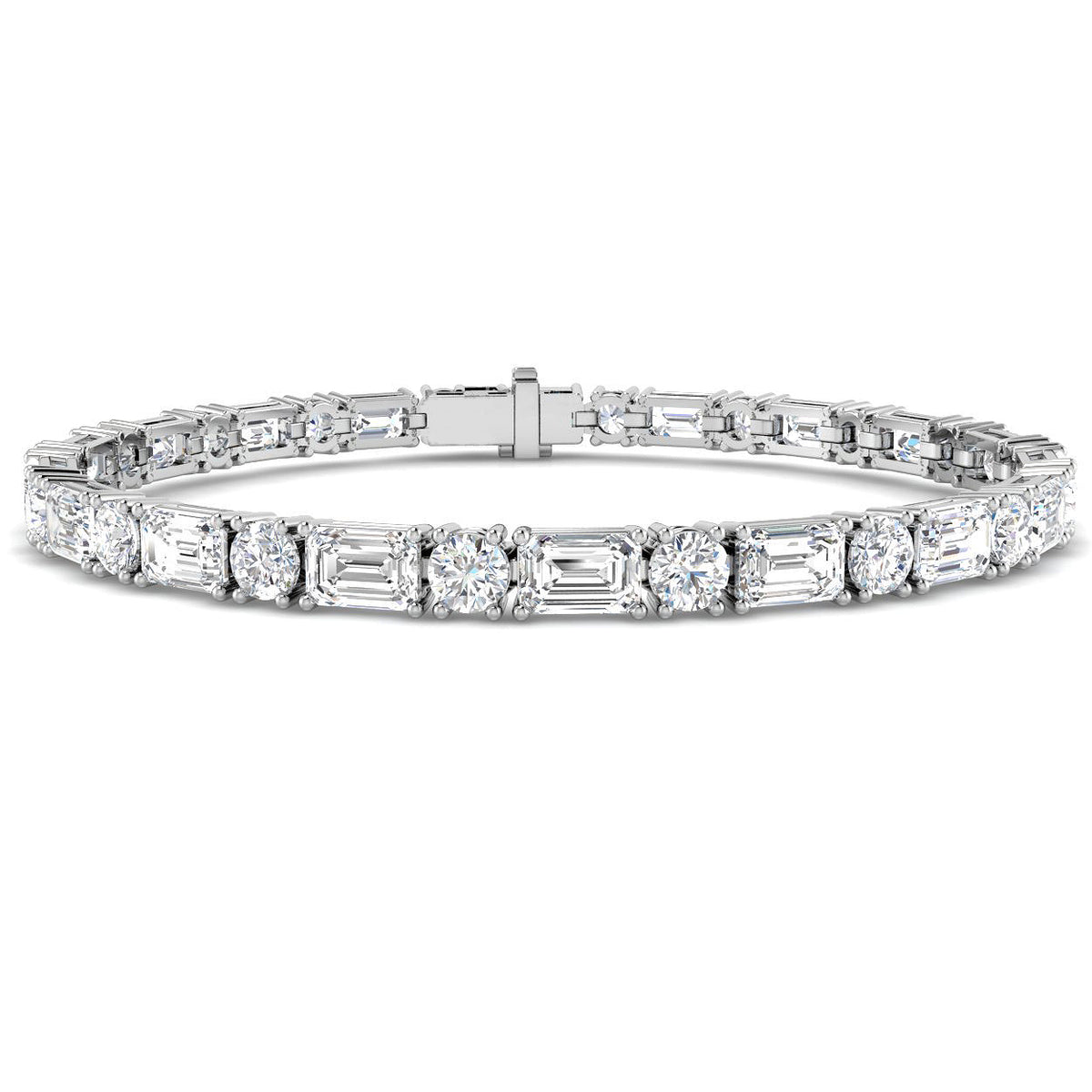 9ct White Gold Emerald Cut Lab Grown Diamond Bracelet 1