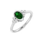 9ct White Gold Oval Emerald and Diamond Ring 1