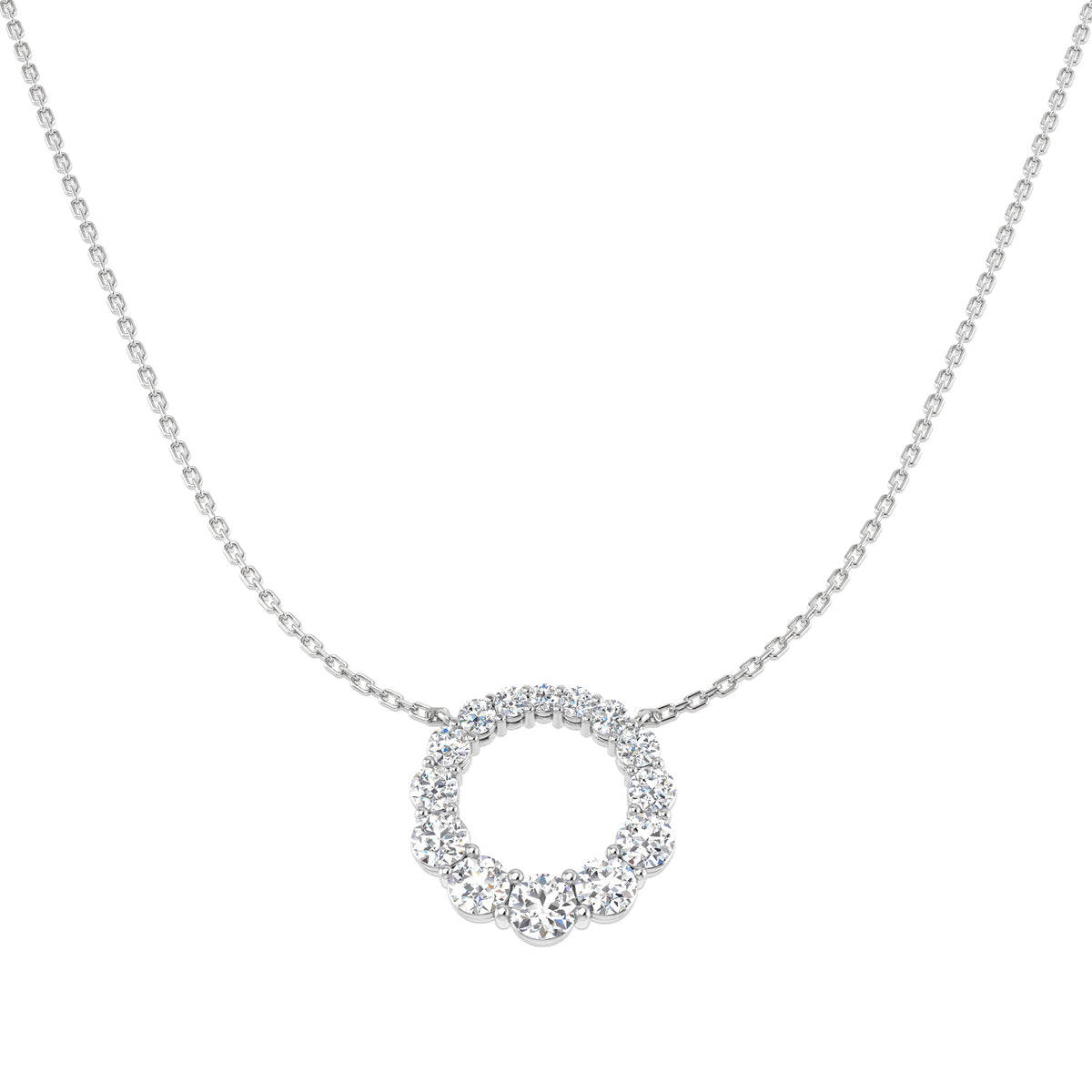 9ct White Gold Round Lab Grown Diamond Necklace 1